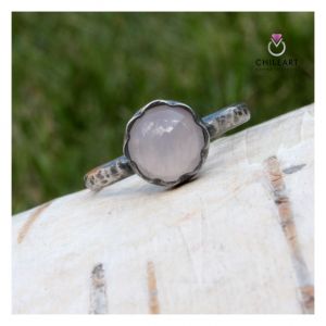 Kwarc różowy i srebro - pierścionek 1764 - ChileArt
